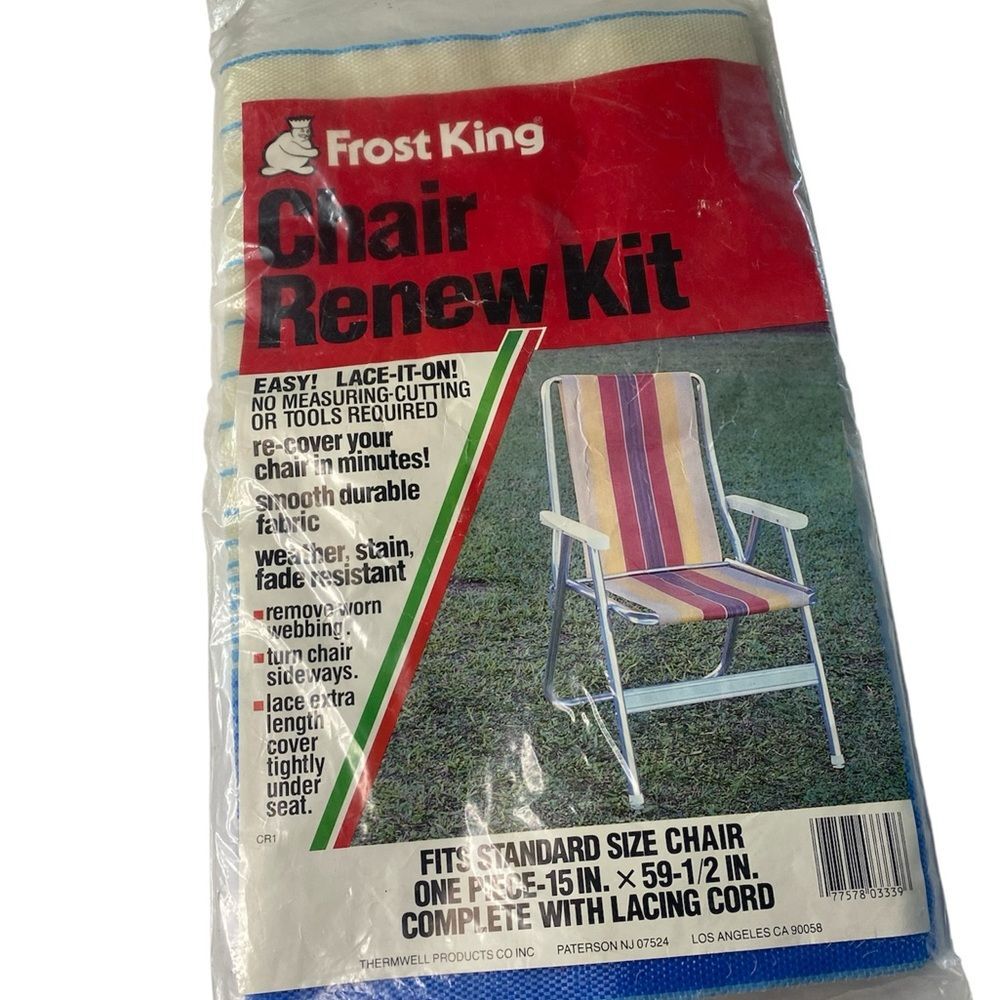 8A* frost king aluminum Chair Renew Kit 1970 blue white stripped repair kit NOS